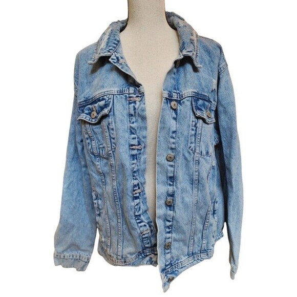 Old Navy Hamsa Sparkle Hand of Fatima Size 2X Denim Jacket - Picture 2 of 7